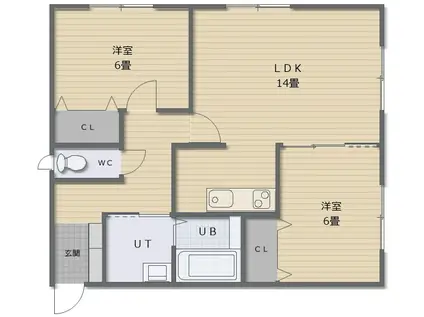 ワンセルフグランアージュII(2LDK/2階)の間取り写真