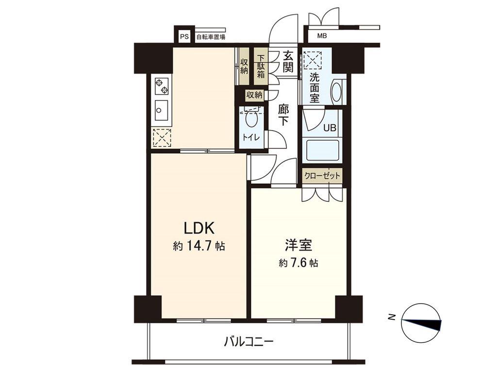 レジデンス仙台駅東(1LDK/14階)の間取り写真