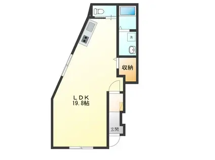 メープルハイツ筒井C(ワンルーム/1階)の間取り写真