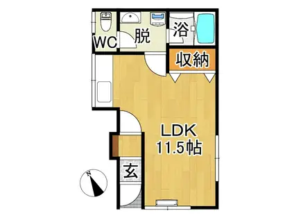 ピコハウス―Y(ワンルーム/1階)の間取り写真