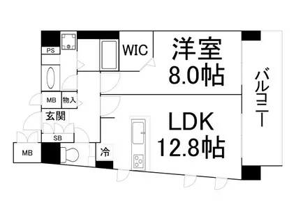 レジデンス本町靭公園(1LDK/15階)の間取り写真
