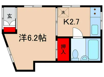 コーポ浜(ワンルーム/1階)の間取り写真