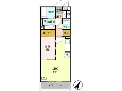 ジャルディネット(1LDK/1階)の間取り写真