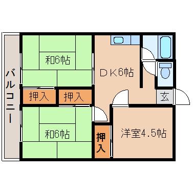 コーポサンライト(3DK/2階)の間取り写真