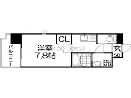 L-IDEA MINAMI HORIE(1K/2階)の間取り写真