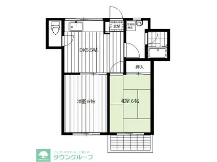 青ビル(2DK/3階)の間取り写真