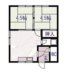 ノエル大町(2DK/2階)の間取り写真