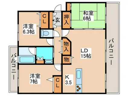 ヴェルビュ円山北6条グランステージ(3LDK/3階)の間取り写真