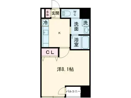 SERES桜町(1K/8階)の間取り写真