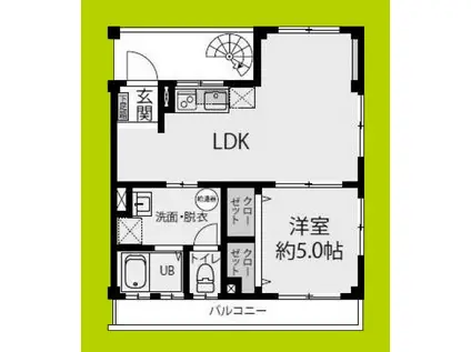 グラッドマンション天神ノ森(1LDK/1階)の間取り写真