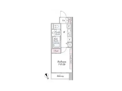 ヴァンテ・アン神楽坂(1K/3階)の間取り写真