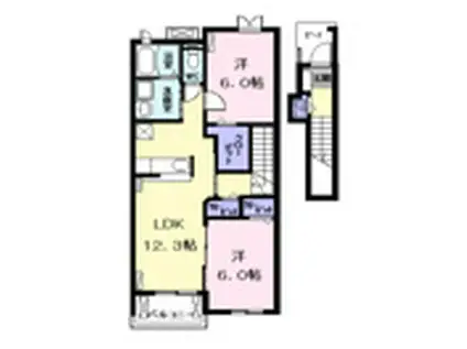 ラヴァーズD(2LDK/2階)の間取り写真