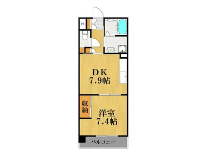 クランヴィラ鶴見(1DK/6階)の間取り写真