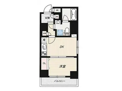 ジェノヴィア水天宮前IIスカイガーデン(1DK/5階)の間取り写真