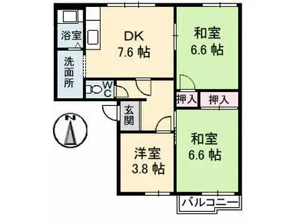 メゾン寿 A棟(3DK/1階)の間取り写真