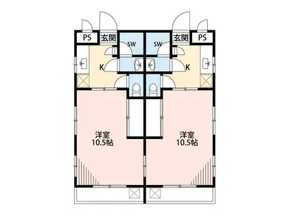 コーポヒカリ(1K/2階)の間取り写真