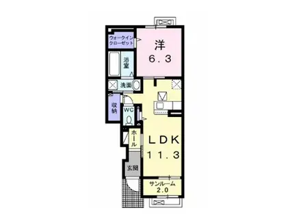 メゾン・シャトンII(1LDK/1階)の間取り写真