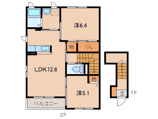 藤栄ハイツII(2LDK/2階)の間取り写真