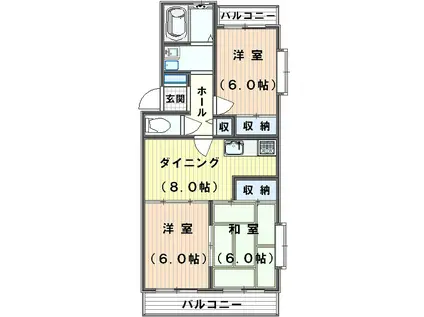 グローリー的場(3DK/2階)の間取り写真