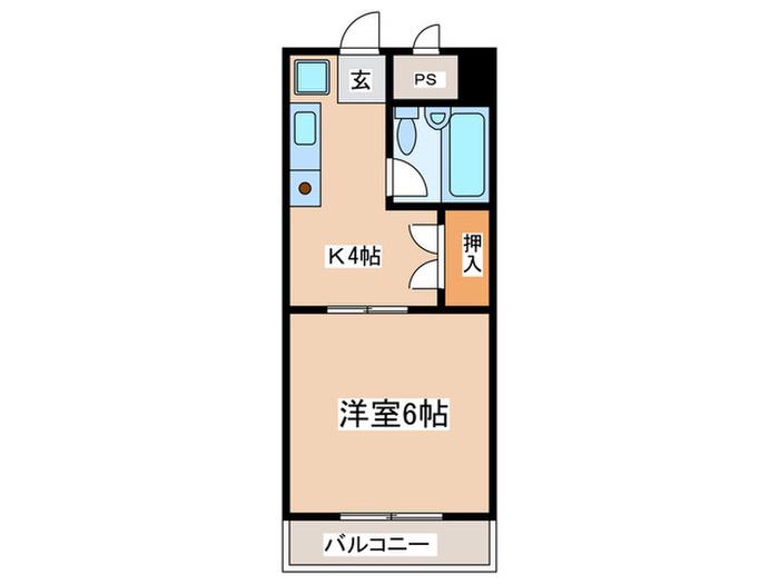 エステート難波(1K/2階)の間取り写真