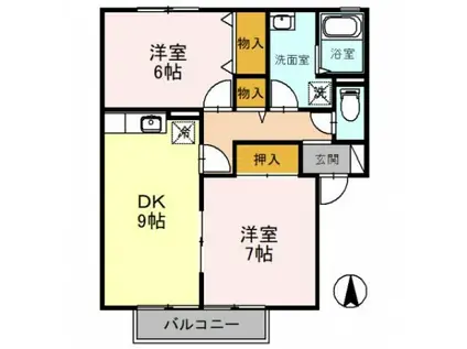 サン・パティオ(2DK/2階)の間取り写真