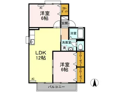 セジュール森島(2LDK/2階)の間取り写真