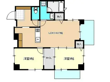 アーバンパレス田町(2LDK/7階)の間取り写真