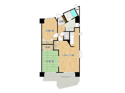 ピュアライフビル(2LDK/6階)の間取り写真