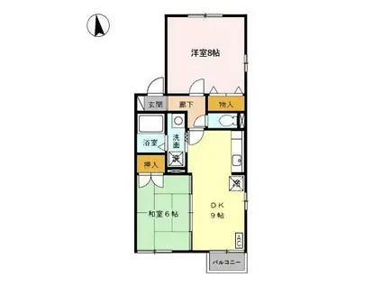 ノースリバーJ(2DK/2階)の間取り写真