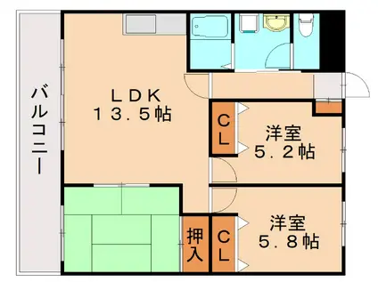 フローラル道善(3LDK/2階)の間取り写真