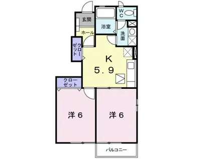 ソリアード・セッティモ(2K/1階)の間取り写真