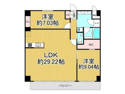 プレジオ西宮北口(2LDK/7階)の間取り写真
