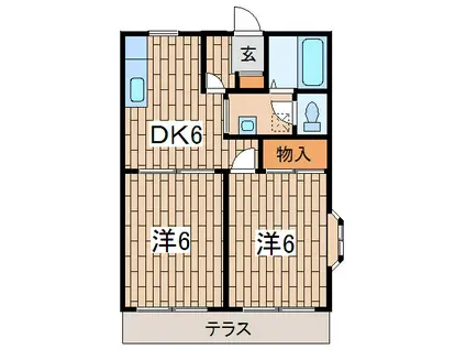 レインボ-西谷C(2DK/1階)の間取り写真