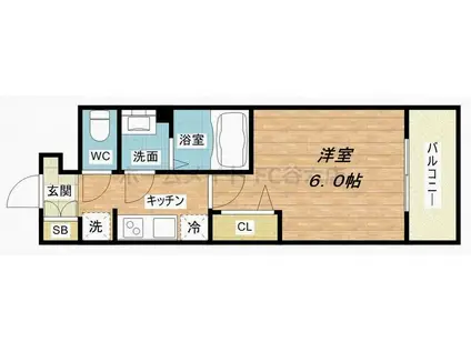 ファステート大阪上本町ソーレ(1K/5階)の間取り写真