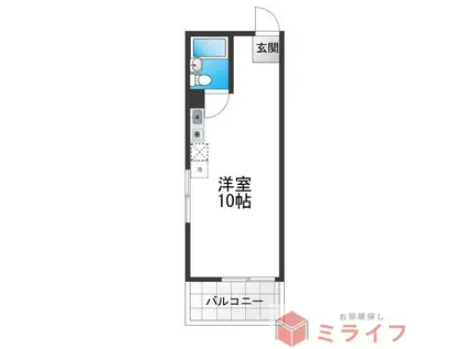 パラシオ利川(ワンルーム/4階)の間取り写真
