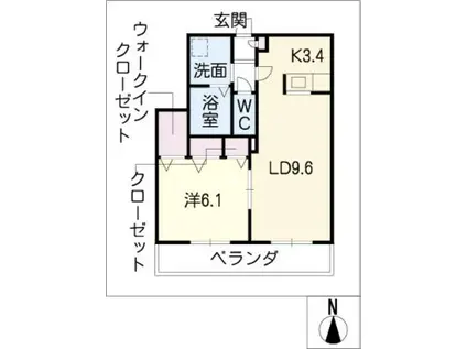 ミューベル ラビアン B棟(1LDK/1階)の間取り写真