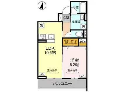 TORISIAS ゆいの杜6丁目 B棟(1LDK/2階)の間取り写真