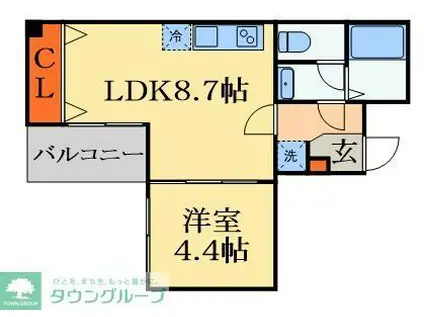 トスティナ新宿(1LDK/3階)の間取り写真