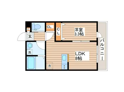 K-MAISON高砂(1LDK/3階)の間取り写真