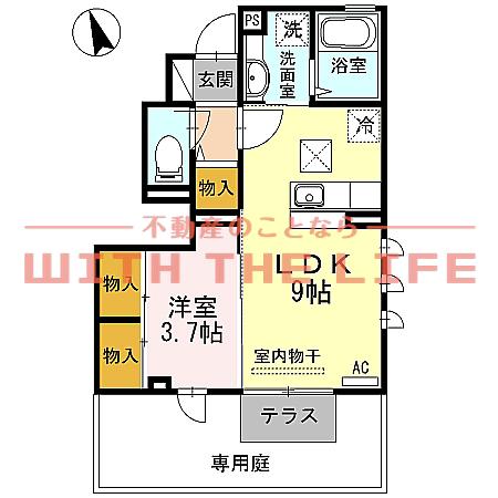 サンライズ御井II(1LDK/1階)の間取り写真