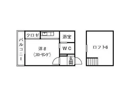 エステート平尾(1K/4階)の間取り写真