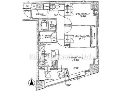 セントラルレジデンス番町シティタワー(2LDK/4階)の間取り写真