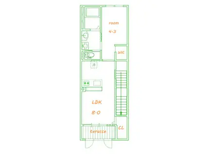 シャンピアス(1LDK/2階)の間取り写真