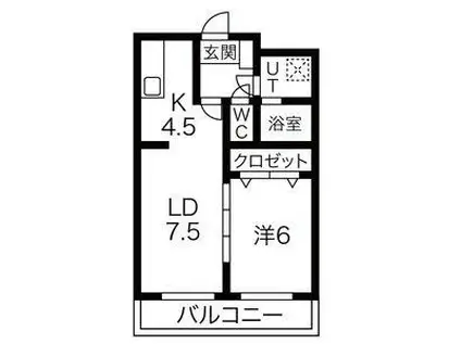 ヴィガラスM(1LDK/4階)の間取り写真