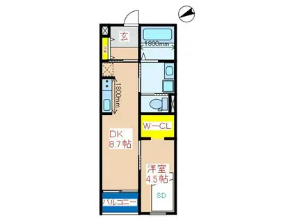 ALAISE(1SLDK/2階)の間取り写真