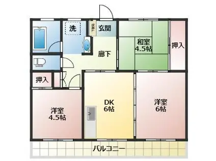 レジデンス松美(3DK/4階)の間取り写真