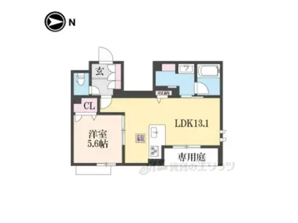 COMFIELDシャーメゾン(1LDK/1階)の間取り写真