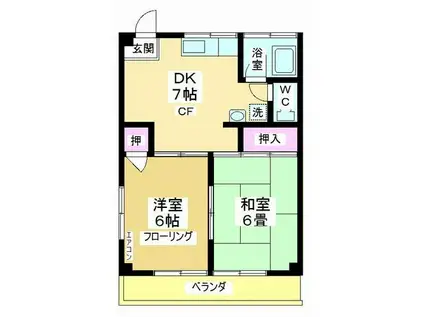 フラワーハイツ(2DK/2階)の間取り写真