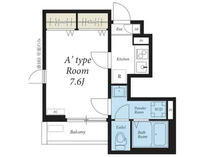 リブリ・三福(1K/1階)の間取り写真