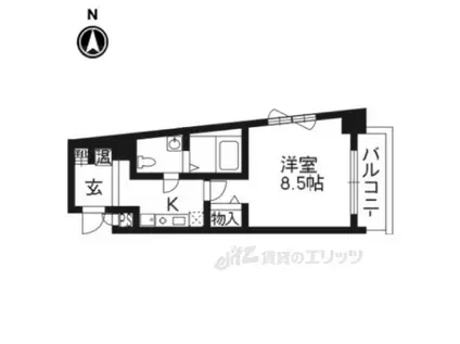 エスクレア出町柳(1K/3階)の間取り写真